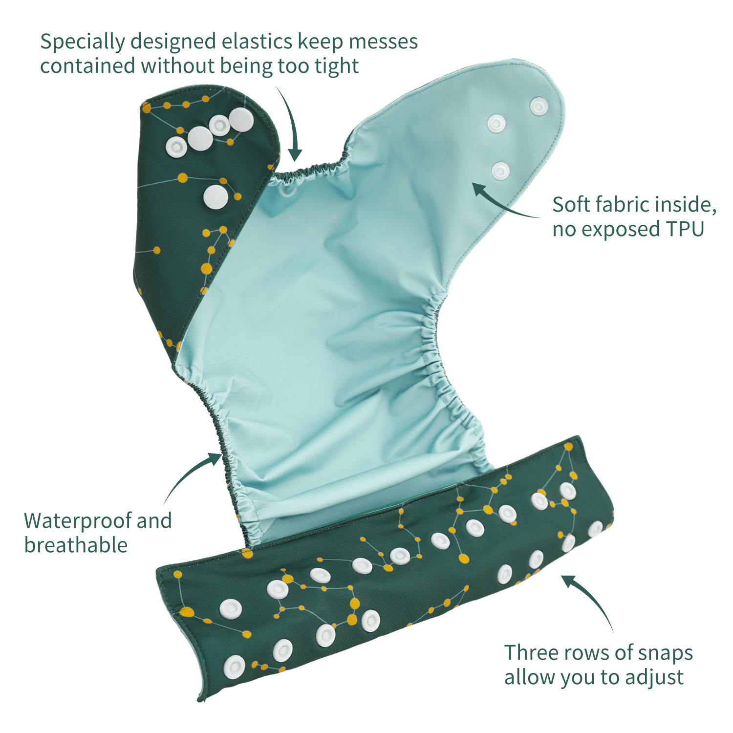 ALVABABY Waterproof Diaper Cover & Swim Diaper – Adjustable Reusable Diaper Shell (CDC-EW37A-WZ)