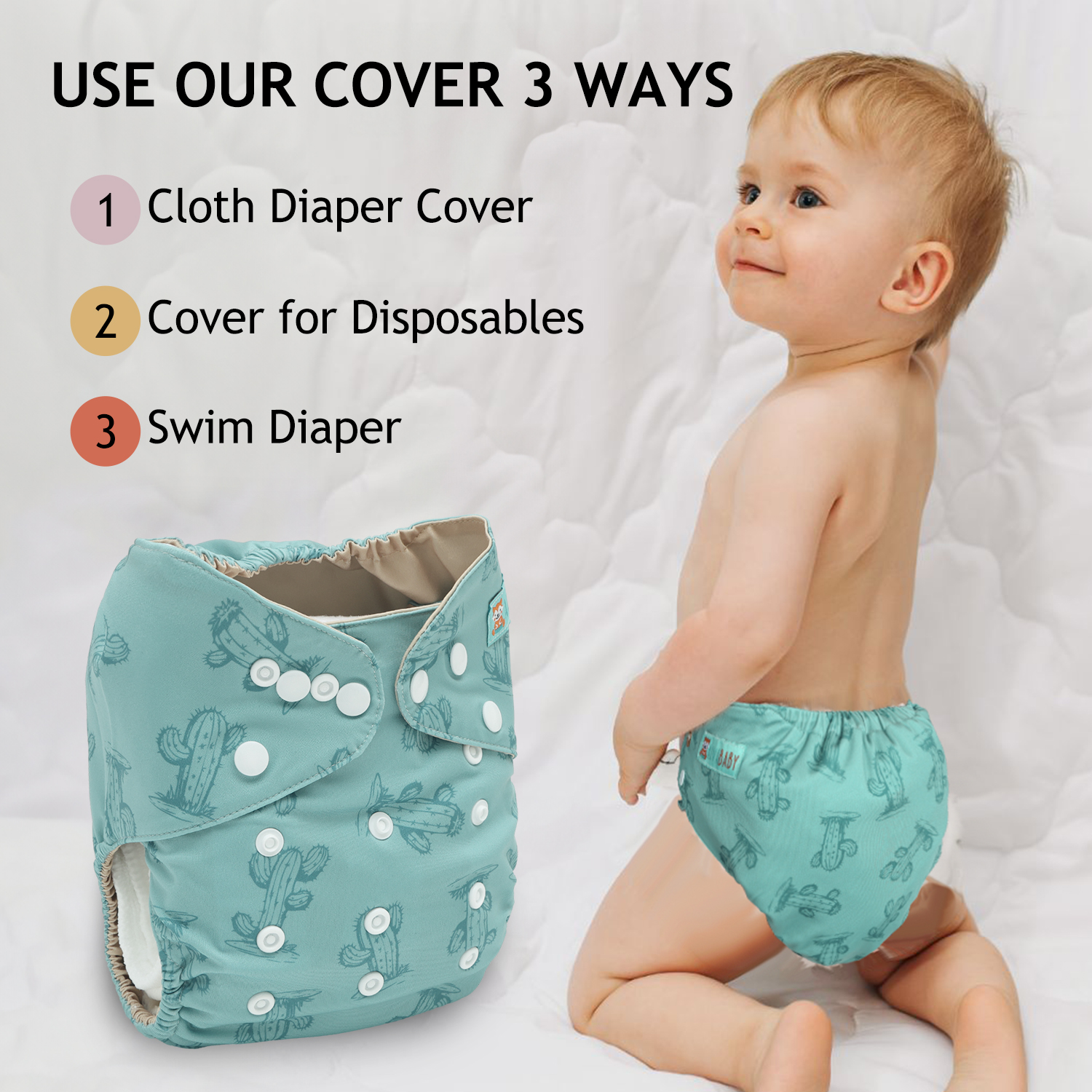 ALVABABY Waterproof Diaper Cover & Swim Diaper – Adjustable Reusable Diaper Shell (CDC-EW39A-WZ)