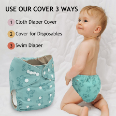ALVABABY Waterproof Diaper Cover & Swim Diaper – Adjustable Reusable Diaper Shell