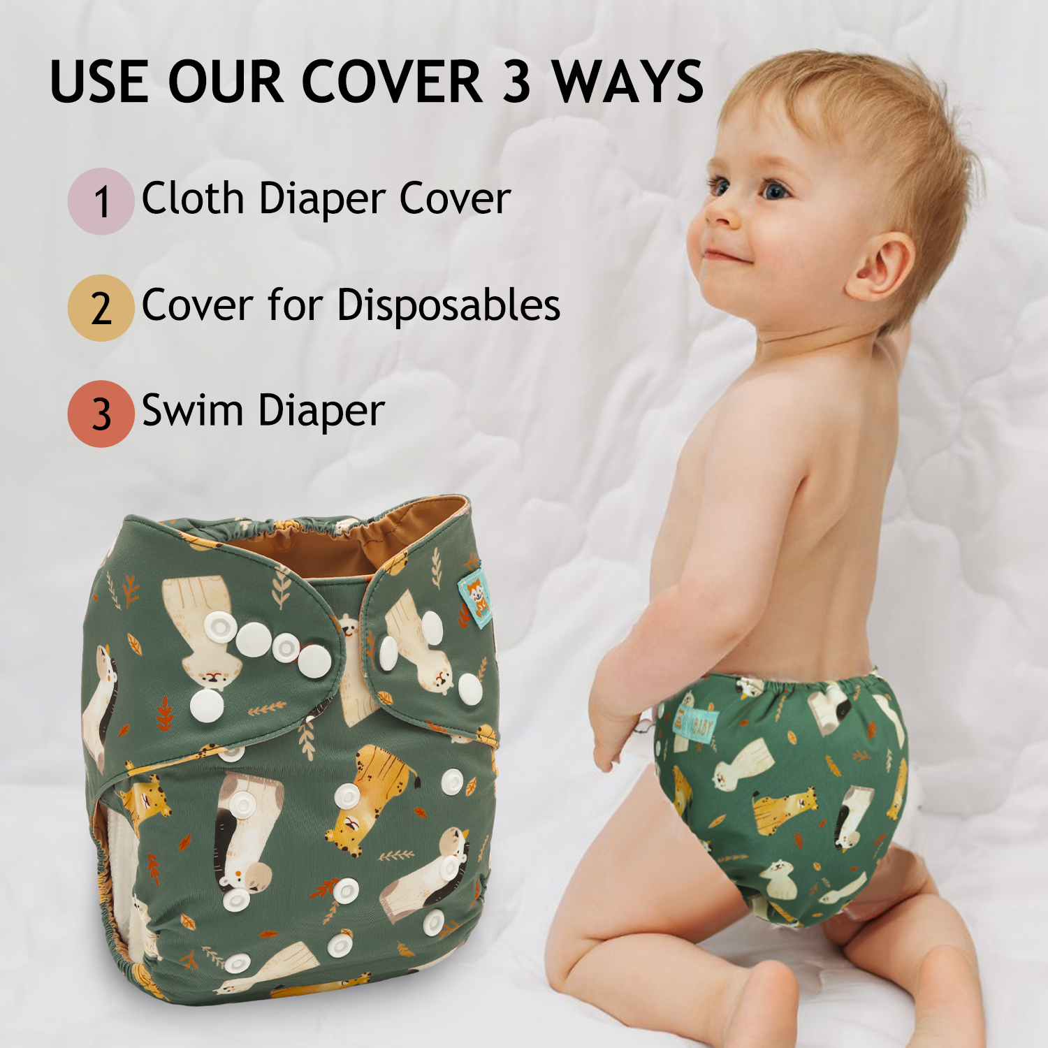 ALVABABY Waterproof Diaper Cover & Swim Diaper – Adjustable Reusable Diaper Shell (CDC-EW41A-WZ)