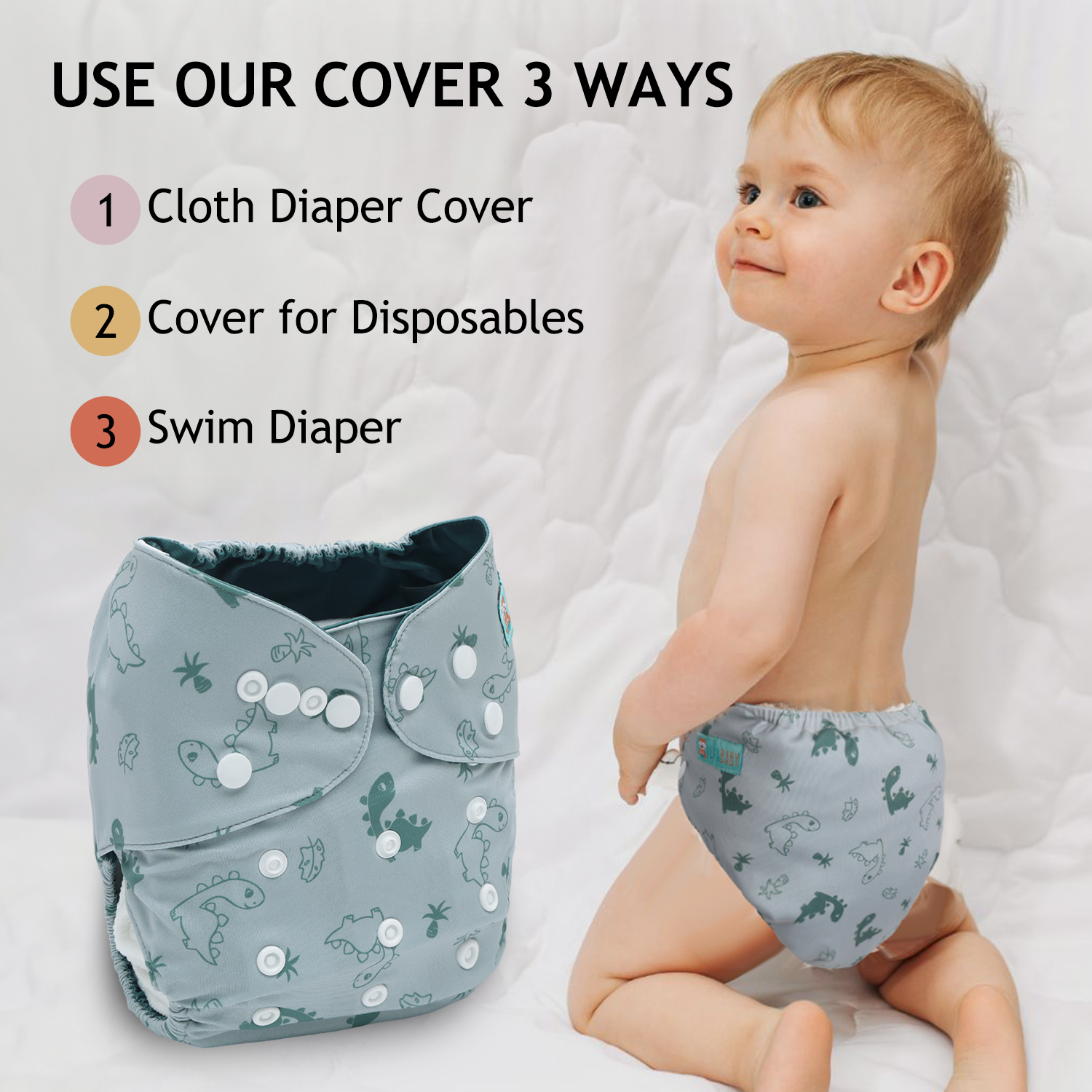 ALVABABY Waterproof Diaper Cover & Swim Diaper – Adjustable Reusable Diaper Shell (CDC-EW42A-WZ)