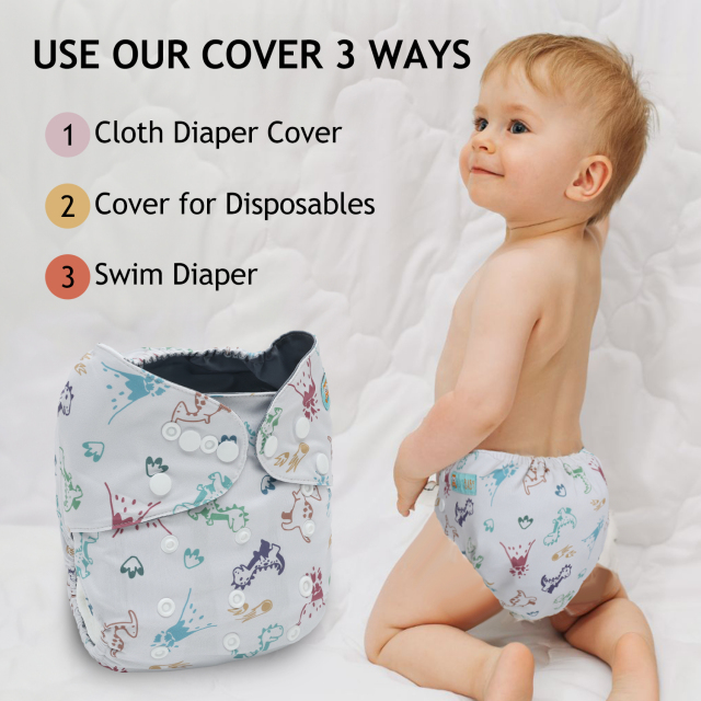 ALVABABY Waterproof Diaper Cover & Swim Diaper – Adjustable Reusable Diaper Shell