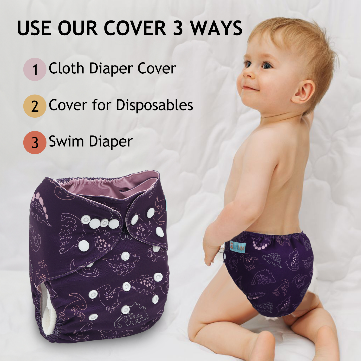 ALVABABY Waterproof Diaper Cover & Swim Diaper – Adjustable Reusable Diaper Shell (CDC-EW45A-WZ)