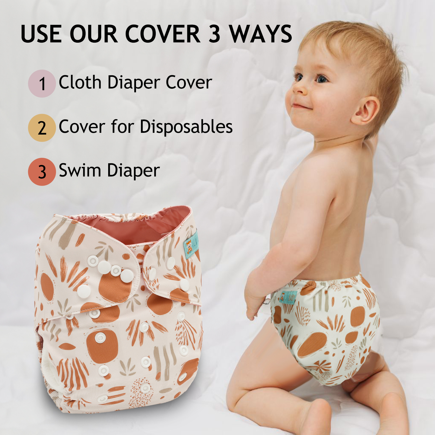 ALVABABY Waterproof Diaper Cover & Swim Diaper – Adjustable Reusable Diaper Shell (CDC-EW47A-WZ)