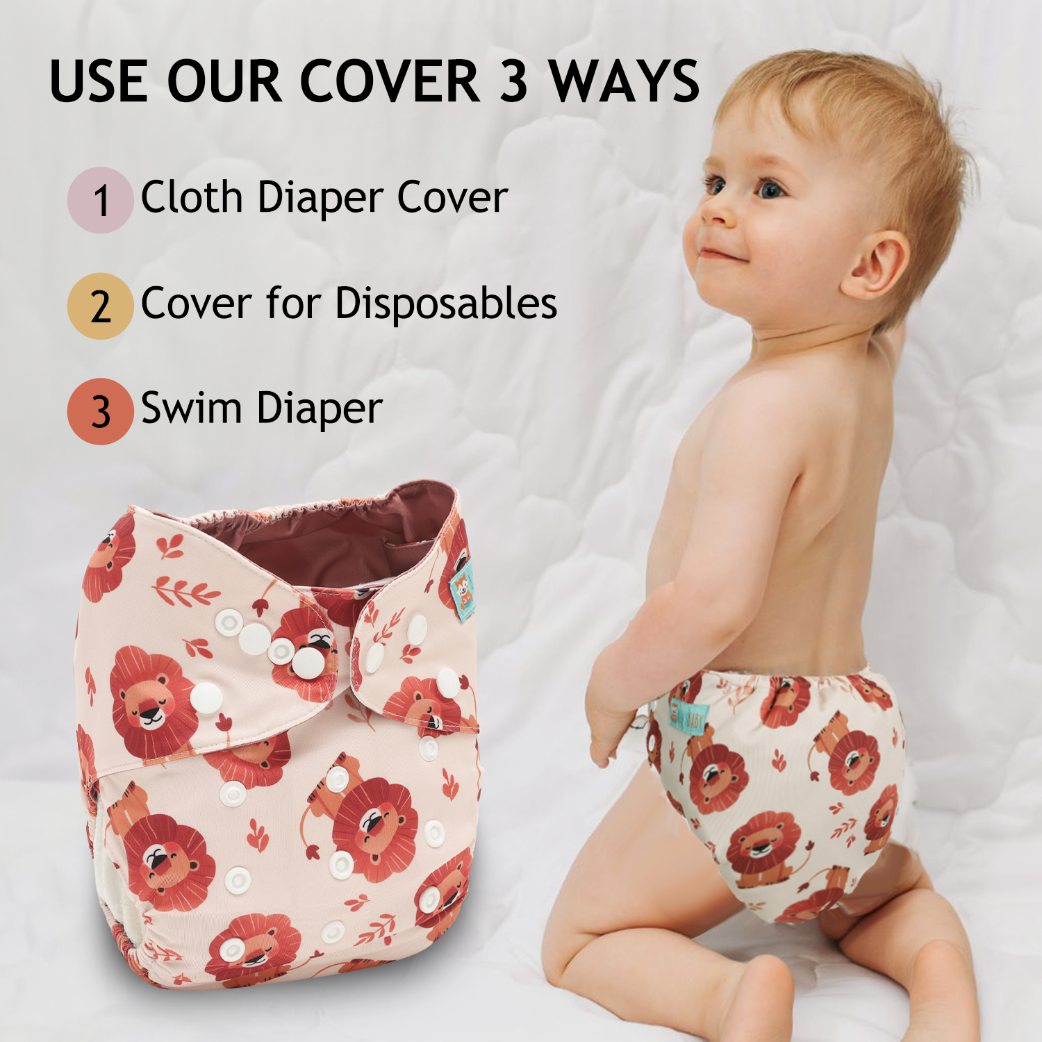 ALVABABY Waterproof Diaper Cover & Swim Diaper – Adjustable Reusable Diaper Shell (CDC-EW50A-WZ)