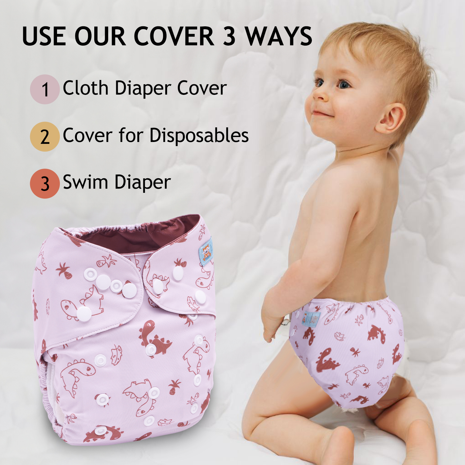ALVABABY Waterproof Diaper Cover & Swim Diaper – Adjustable Reusable Diaper Shell (CDC-EW51A-WZ)