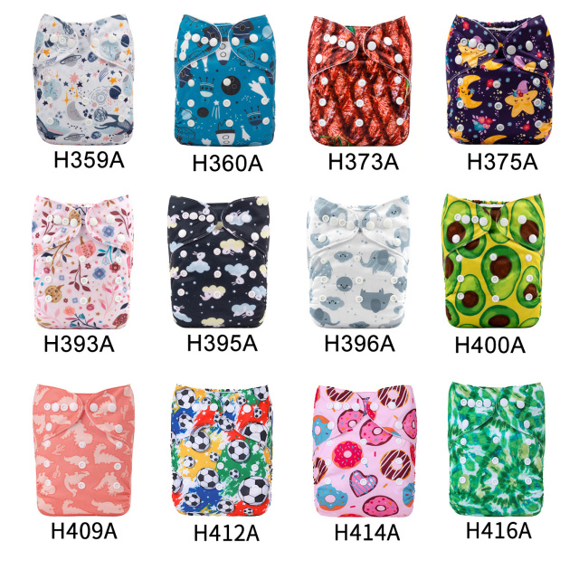 (Multi-packs) 30PCS One Size Regular Print Diapers With 30 Inserts