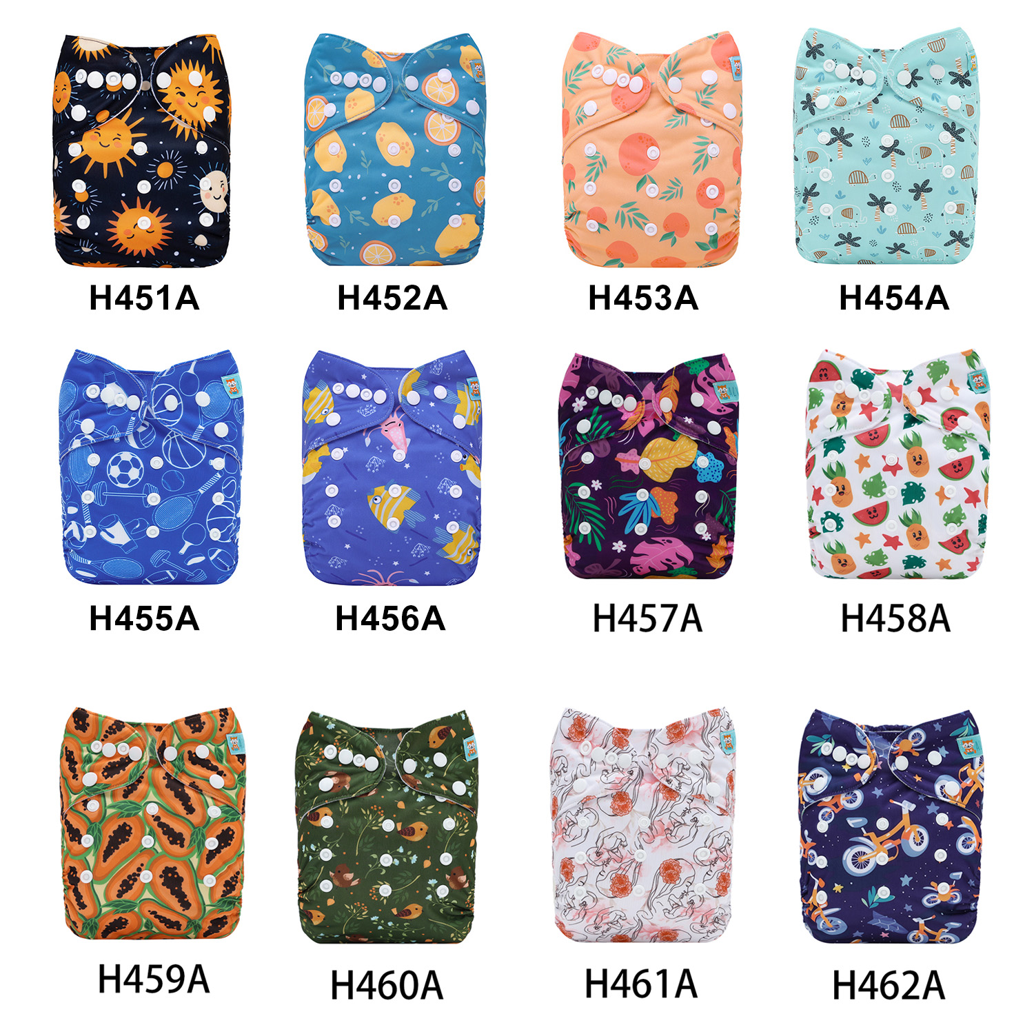 (Multi-packs) 30PCS One Size Regular Print Diapers With 30 Inserts