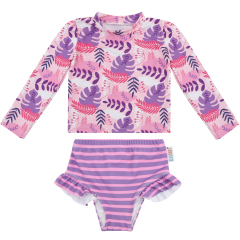 ALVABABY Baby Girl Long Sleeve Swimsuit – Rash Guard Swimwear with UPF 50+ Sun Protection