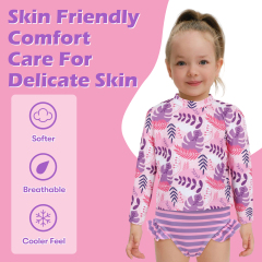 ALVABABY Baby Girl Long Sleeve Swimsuit – Rash Guard Swimwear with UPF 50+ Sun Protection