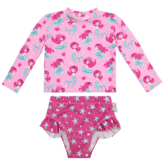 ALVABABY Baby Girl Long Sleeve Swimsuit – Rash Guard Swimwear with UPF 50+ Sun Protection