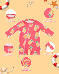 ALVABABY Baby Long Sleeve Swimsuit, One-Piece Rash Guard Set with UPF 50+ Sun Protection