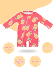 ALVABABY Baby Long Sleeve Swimsuit, One-Piece Rash Guard Set with UPF 50+ Sun Protection