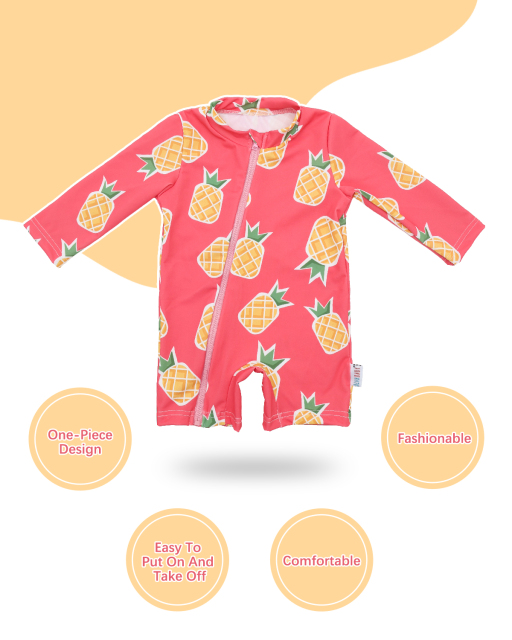 ALVABABY Baby Long Sleeve Swimsuit, One-Piece Rash Guard Set with UPF 50+ Sun Protection