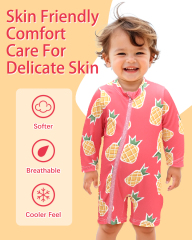 ALVABABY Baby Long Sleeve Swimsuit, One-Piece Rash Guard Set with UPF 50+ Sun Protection