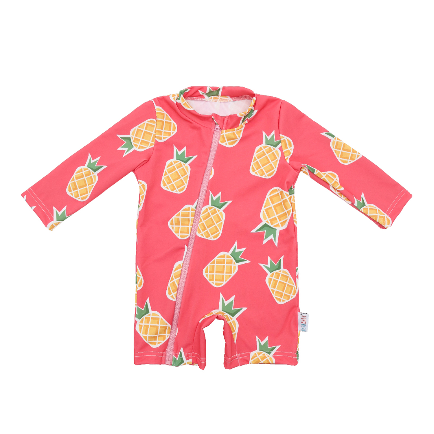 ALVABABY Baby Long Sleeve Swimsuit, One-Piece Rash Guard Set with UPF 50+ Sun Protection(Pineapple, ST-Q02)