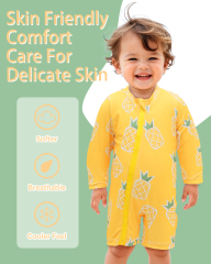 ALVABABY Baby Long Sleeve Swimsuit, One-Piece Rash Guard Set with UPF 50+ Sun Protection