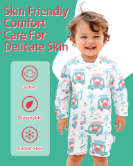 ALVABABY Baby Long Sleeve Swimsuit, One-Piece Rash Guard Set with UPF 50+ Sun Protection
