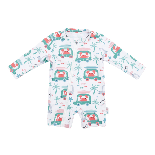 ALVABABY Baby Long Sleeve Swimsuit, One-Piece Rash Guard Set with UPF 50+ Sun Protection(Crab, ST-Q05)