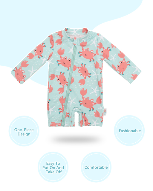 ALVABABY Baby Long Sleeve Swimsuit, One-Piece Rash Guard Set with UPF 50+ Sun Protection