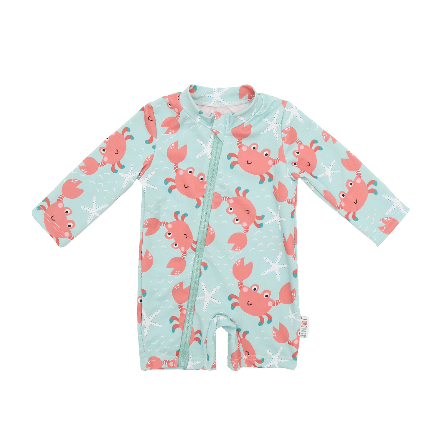 ALVABABY Baby Long Sleeve Swimsuit, One-Piece Rash Guard Set with UPF 50+ Sun Protection(Crab, ST-Q08)