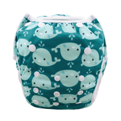 ALVABABY Reusable Swim Diaper - Adjustable Large Size Swimwear for Infants & Toddlers  (Cute Blue whale, ZSW18A)