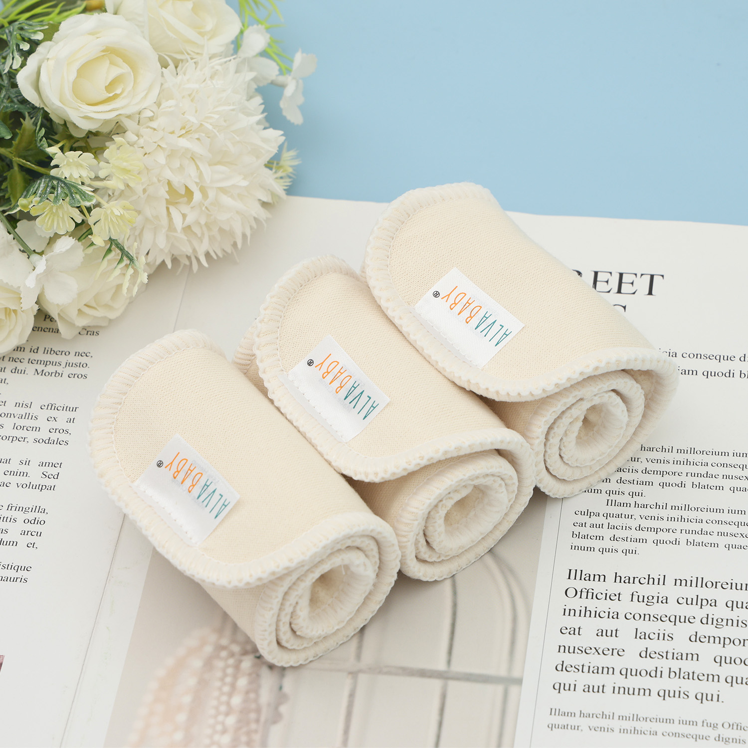 (Multi-packs)ALVABABY Hemp&Cotton Insert for Newborn Diapers