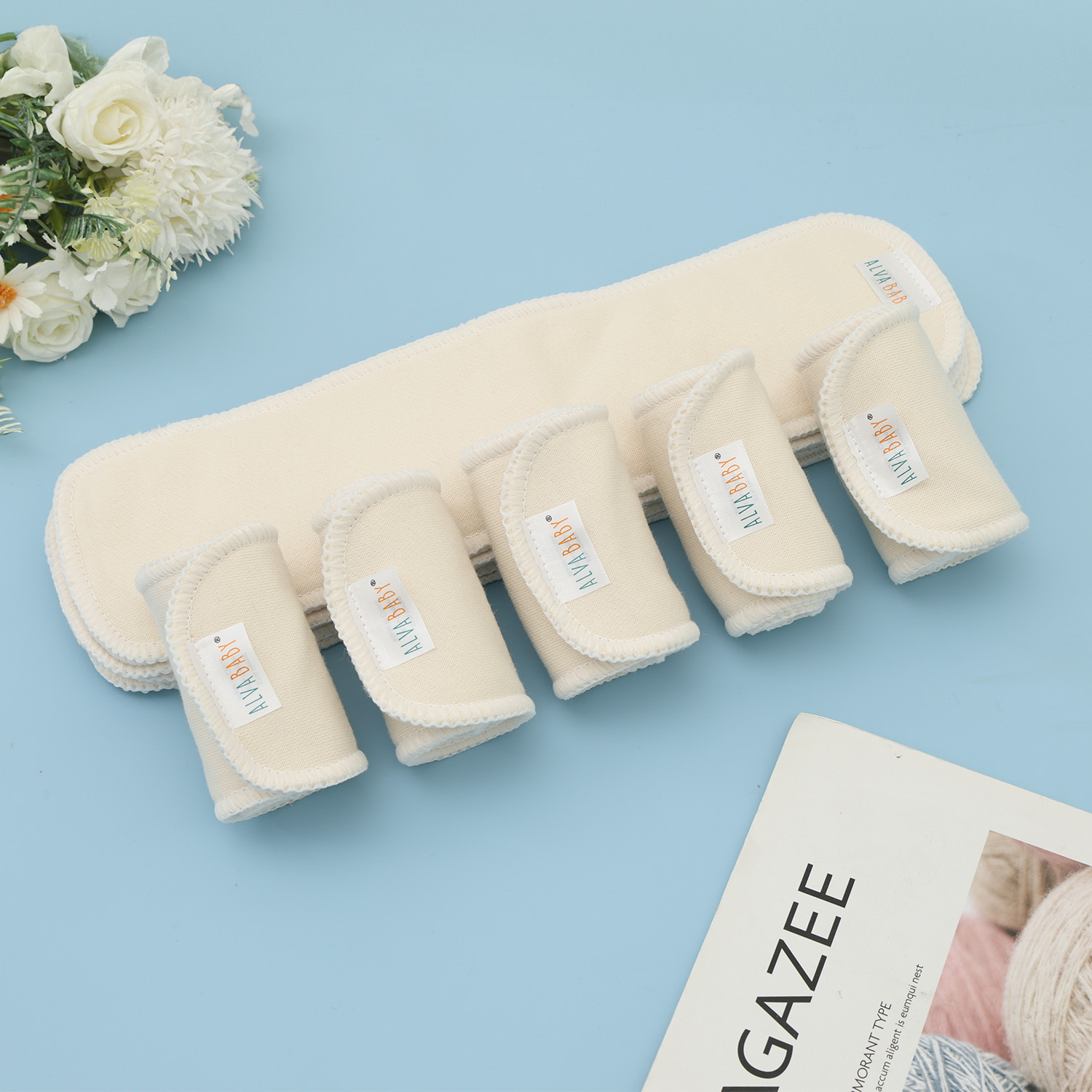 (Multi-packs)ALVABABY Hemp&Cotton Insert for Newborn Diapers