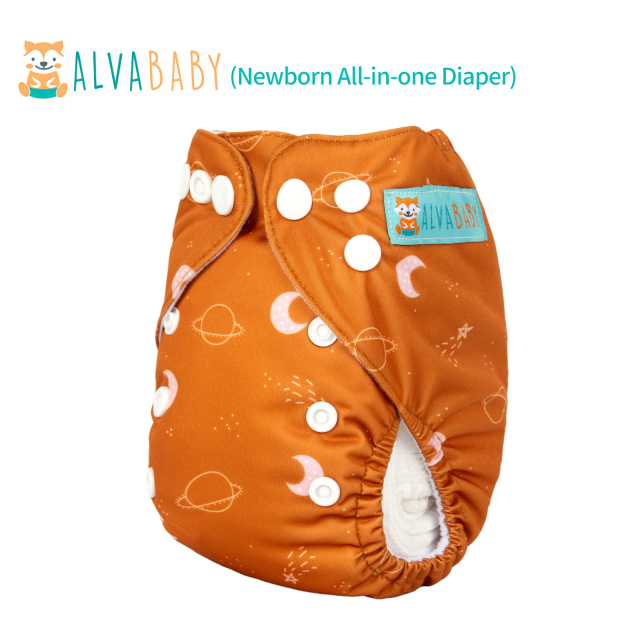 Newborn all In One Diaper with Pocket Sewn-in one Newborn 4-layer Bamboo blend insert-(SAO-H443A)