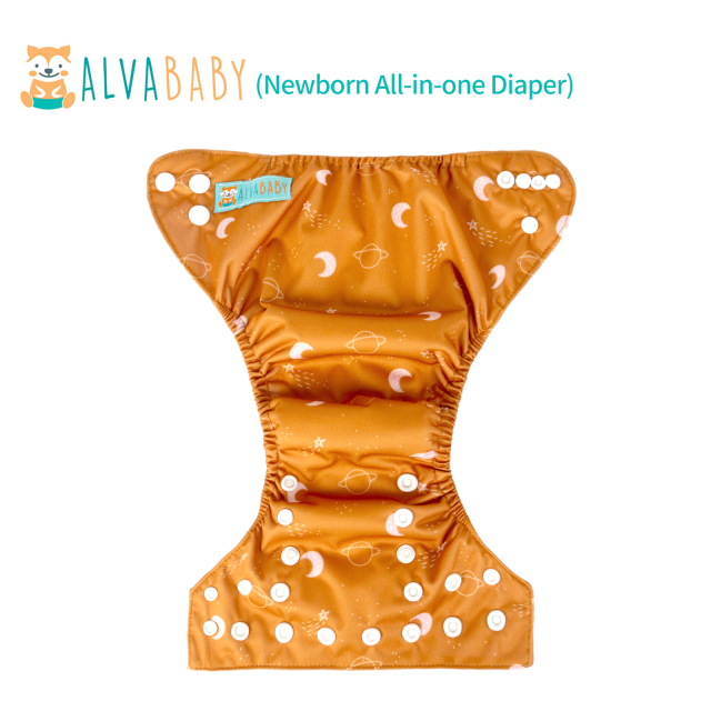 Newborn all In One Diaper with Pocket Sewn-in one Newborn 4-layer Bamboo blend insert-(SAO-H443A)