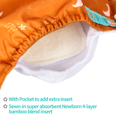 Newborn all In One Diaper with Pocket Sewn-in one Newborn 4-layer Bamboo blend insert-(SAO-H443A)