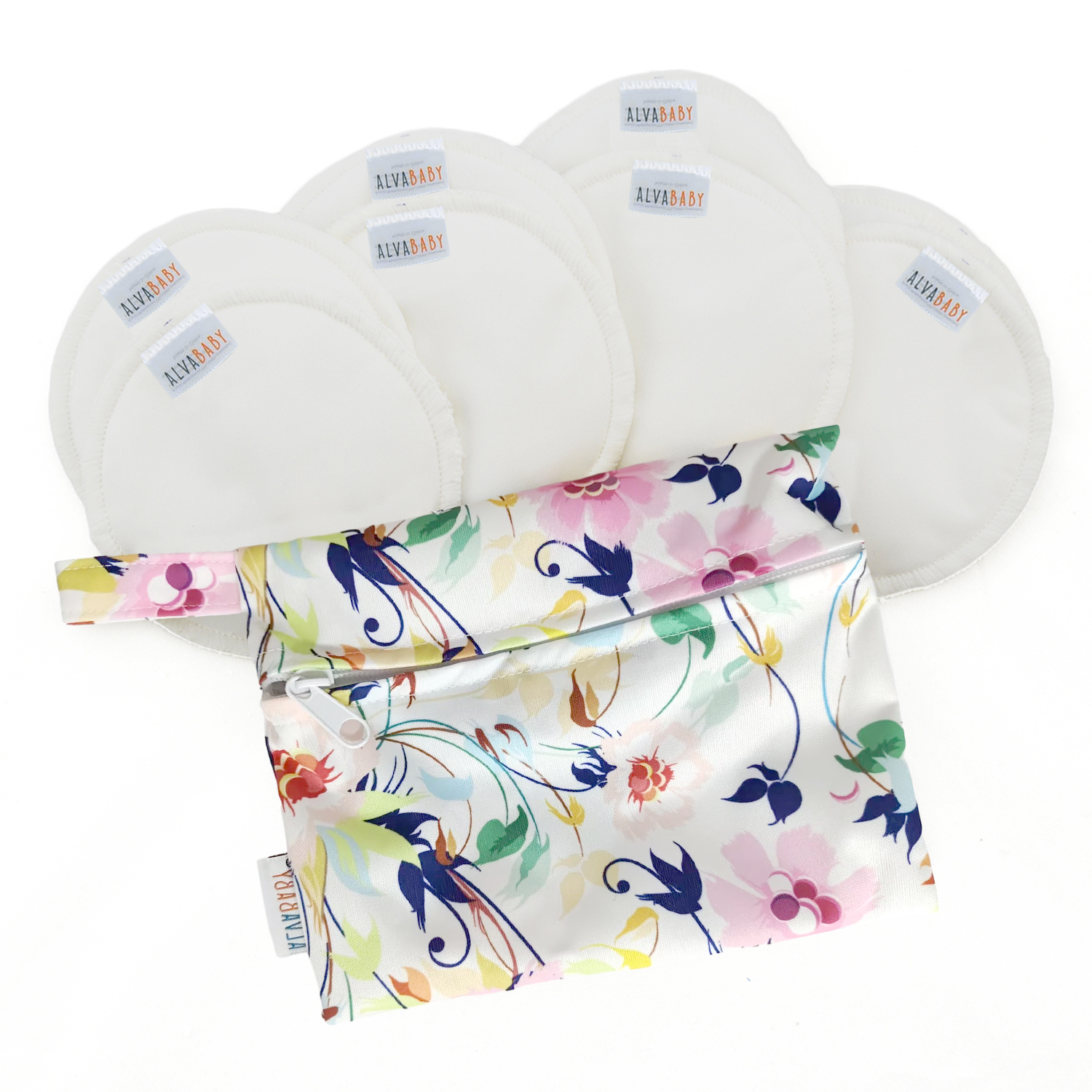 ALVABABY 8-Pack Reusable Nursing Pads – Soft & Absorbent Bamboo Breast Pads for Breastfeeding Moms with Storage Bag (R-B09)