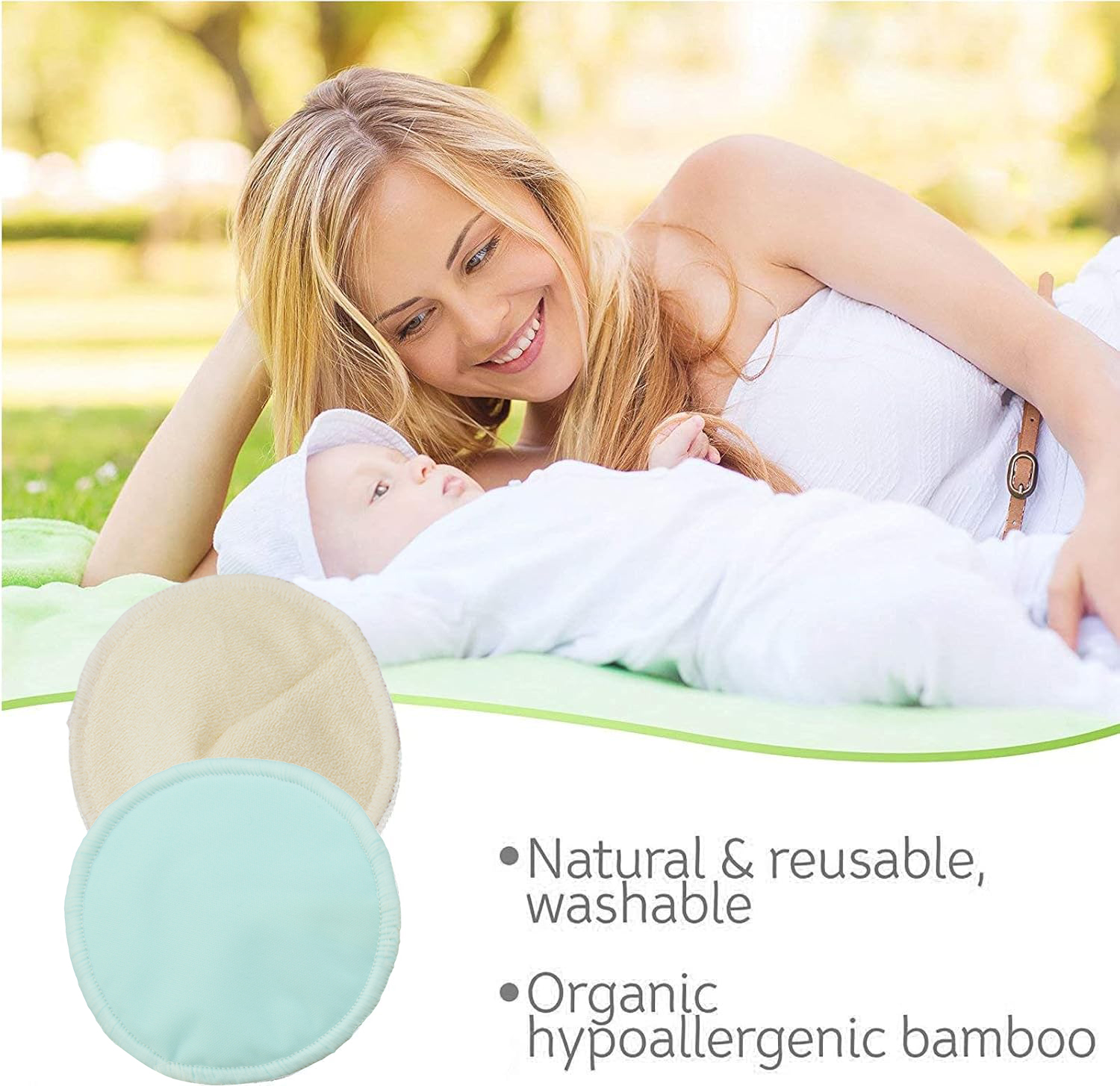 ALVABABY 4-Pairs Reusable Nursing Pads – Soft & Absorbent Bamboo Breast Pads for Breastfeeding Moms with Storage Bag (RD01)