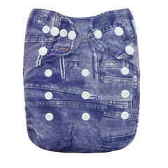 ALVABABY Print Cloth Diaper - One Size Adjustable Washable & Reusable Diaper for Babies and Toddlers (Jeans, J01A)