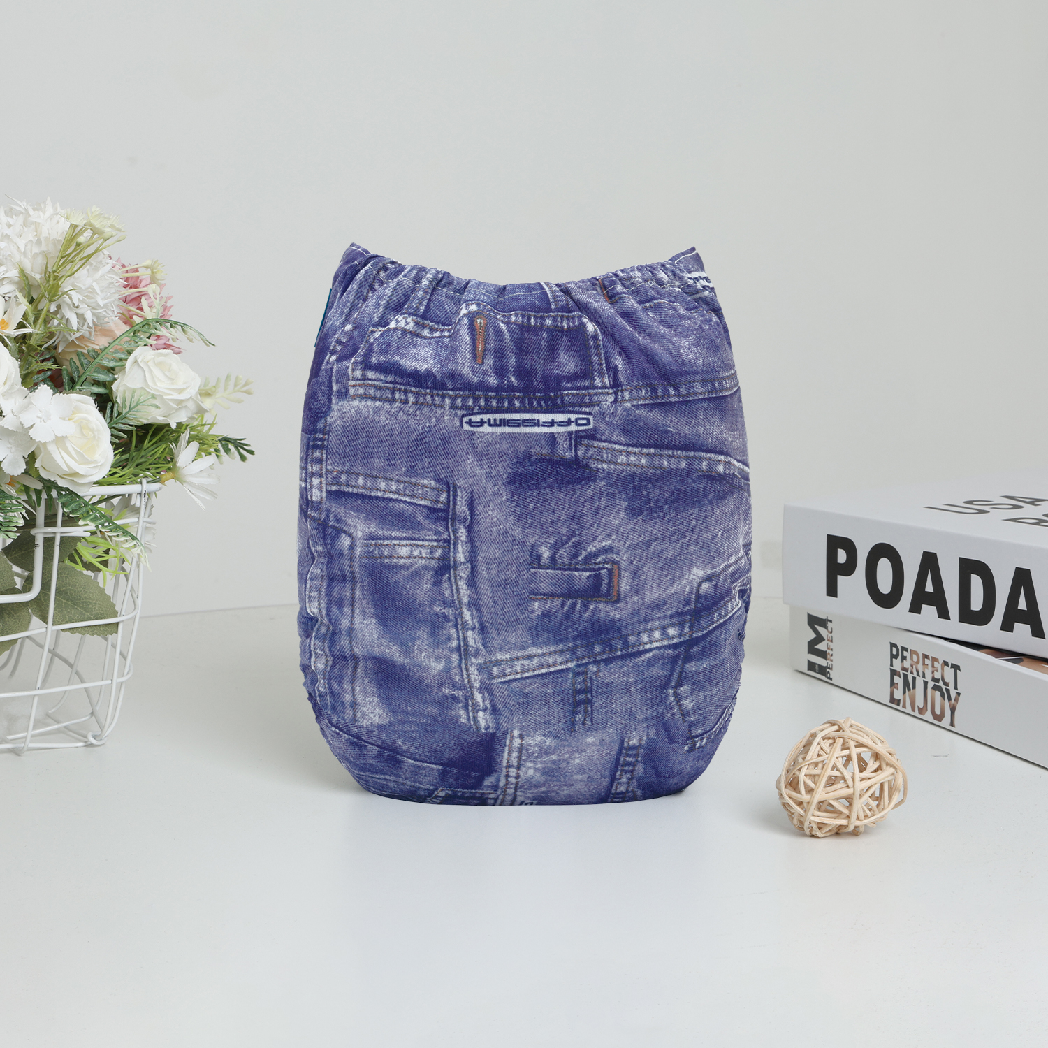 ALVABABY Print Cloth Diaper - One Size Adjustable Washable & Reusable Diaper for Babies and Toddlers (Jeans, J01A)