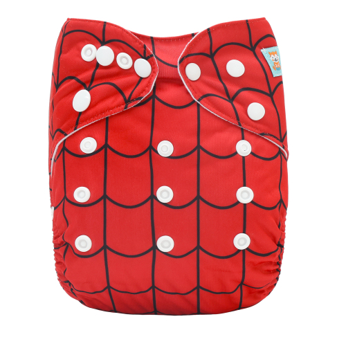 ALVABABY Bamboo Diaper One Size Reusable Cloth Diaper with one 4-layer Bamboo Blend Insert -Spiderman(BN06)