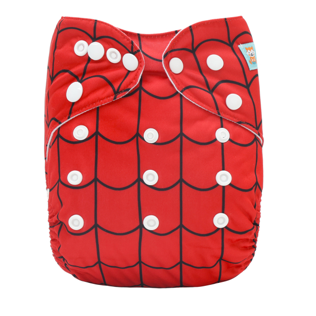 ALVABABY Print Cloth Diaper - One Size Adjustable Washable & Reusable Diaper for Babies and Toddlers (Spider, N06A)