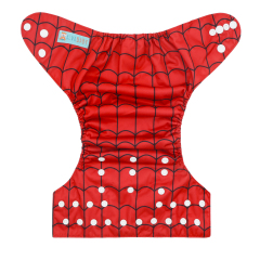 ALVABABY Bamboo Diaper One Size Reusable Cloth Diaper with one 4-layer Bamboo Blend Insert -Spiderman(BN06)