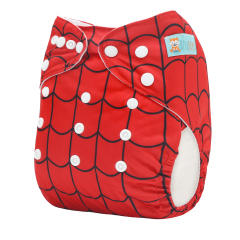 ALVABABY Bamboo Diaper One Size Reusable Cloth Diaper with one 4-layer Bamboo Blend Insert -Spiderman(BN06)