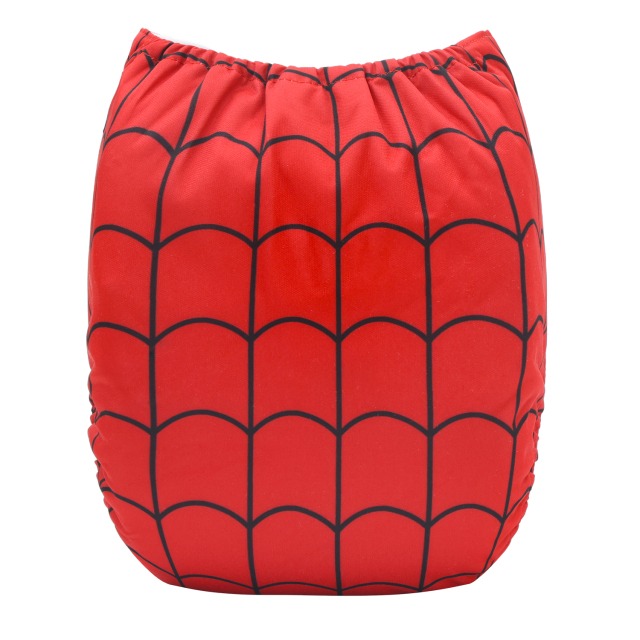 ALVABABY Bamboo Diaper One Size Reusable Cloth Diaper with one 4-layer Bamboo Blend Insert -Spiderman(BN06)
