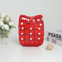 ALVABABY Bamboo Diaper One Size Reusable Cloth Diaper with one 4-layer Bamboo Blend Insert -Spiderman(BN06)