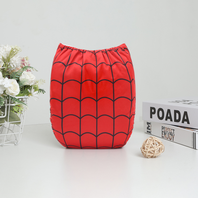 ALVABABY Bamboo Diaper One Size Reusable Cloth Diaper with one 4-layer Bamboo Blend Insert -Spiderman(BN06)