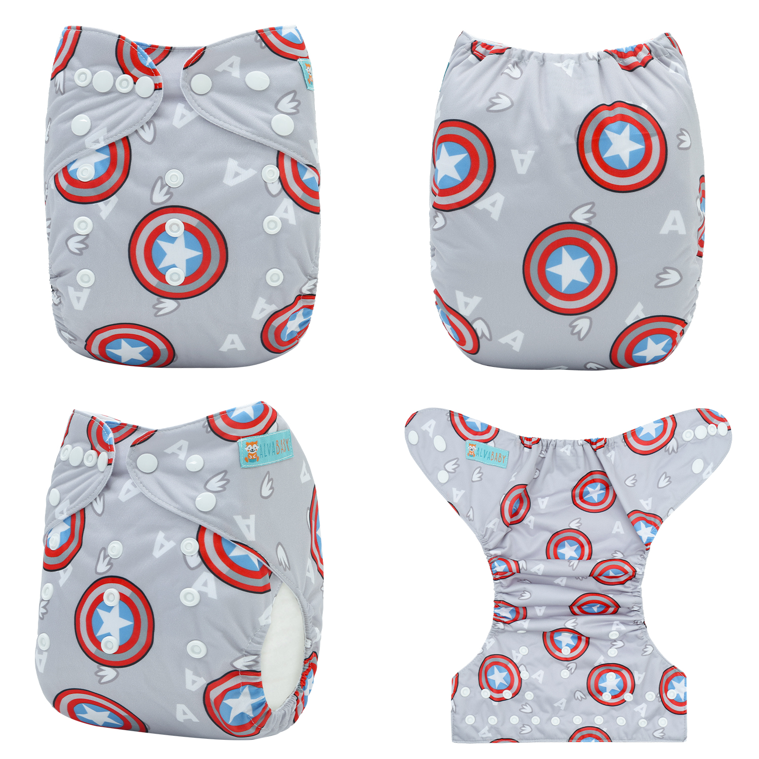 ALVABABY Print Cloth Diaper - One Size Adjustable Washable & Reusable Diaper for Babies and Toddlers (YA54A)