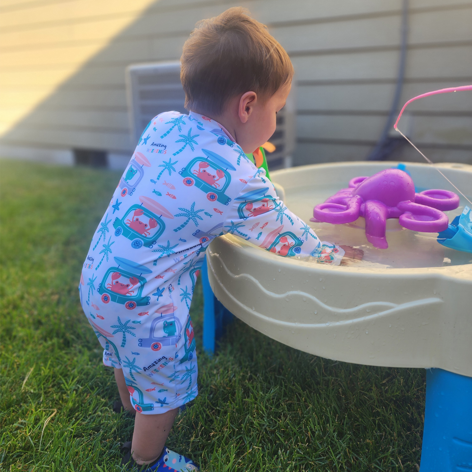 ALVABABY Baby Long Sleeve Swimsuit, One-Piece Rash Guard Set with UPF 50+ Sun Protection(Crab, ST-Q05)