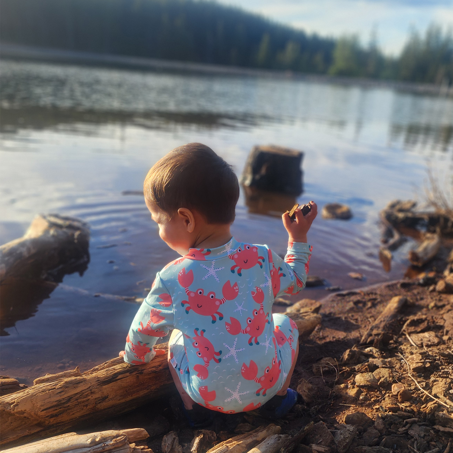 ALVABABY Baby Long Sleeve Swimsuit, One-Piece Rash Guard Set with UPF 50+ Sun Protection(Crab, ST-Q08)