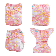 ALVABABY Print Cloth Diaper - One Size Adjustable Washable & Reusable Diaper for Babies and Toddlers (Pink, H463A)