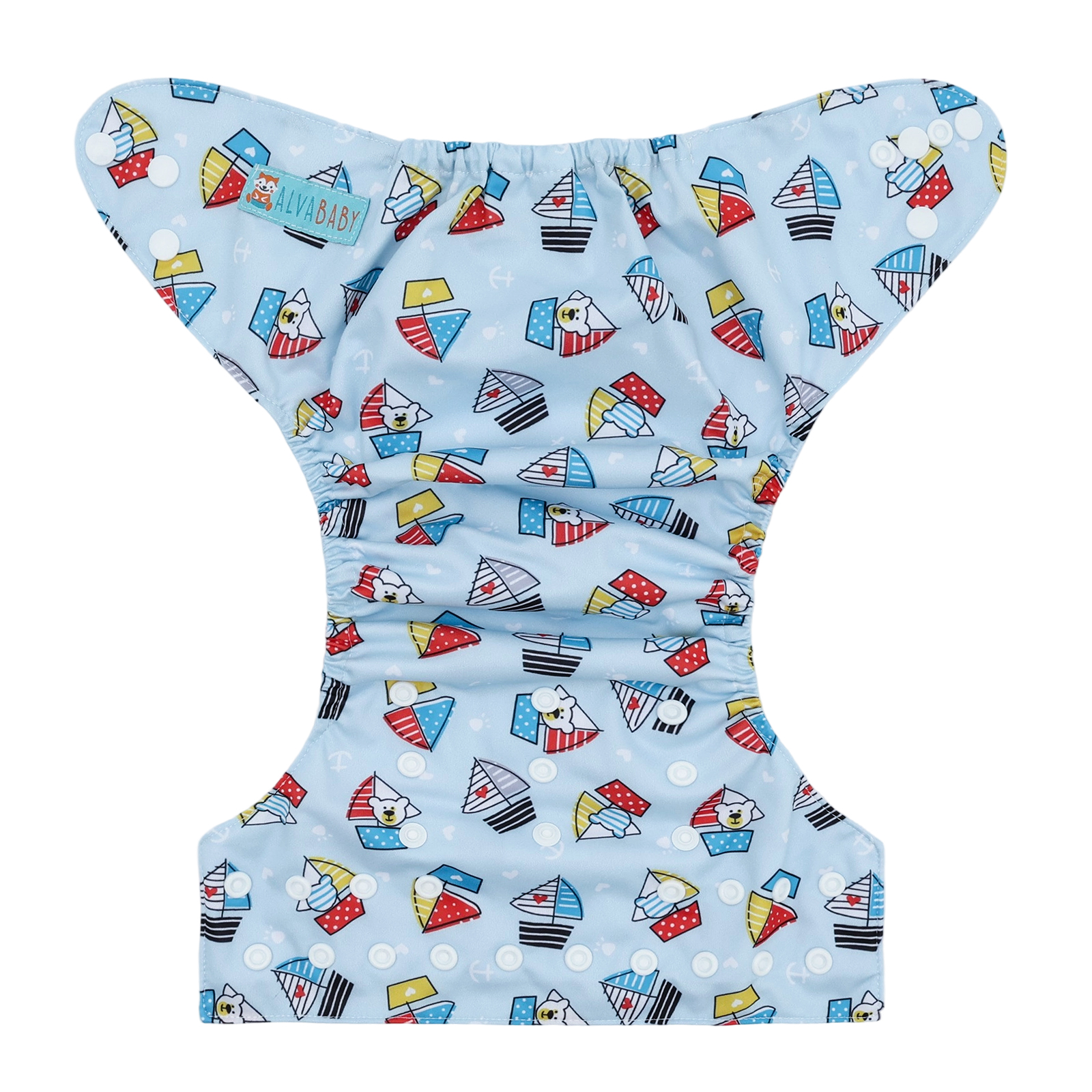 ALVABABY Print Cloth Diaper - One Size Adjustable Washable & Reusable Diaper for Babies and Toddlers (Sailboat, H464A)