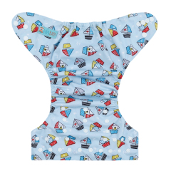 ALVABABY Print Cloth Diaper - One Size Adjustable Washable & Reusable Diaper for Babies and Toddlers (Sailboat, H464A)
