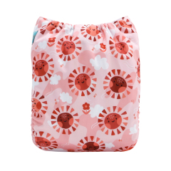 ALVABABY Positioning Cloth Diaper - One Size Adjustable Washable & Reusable Diaper for Babies and Toddlers (Lion, YDP256A)