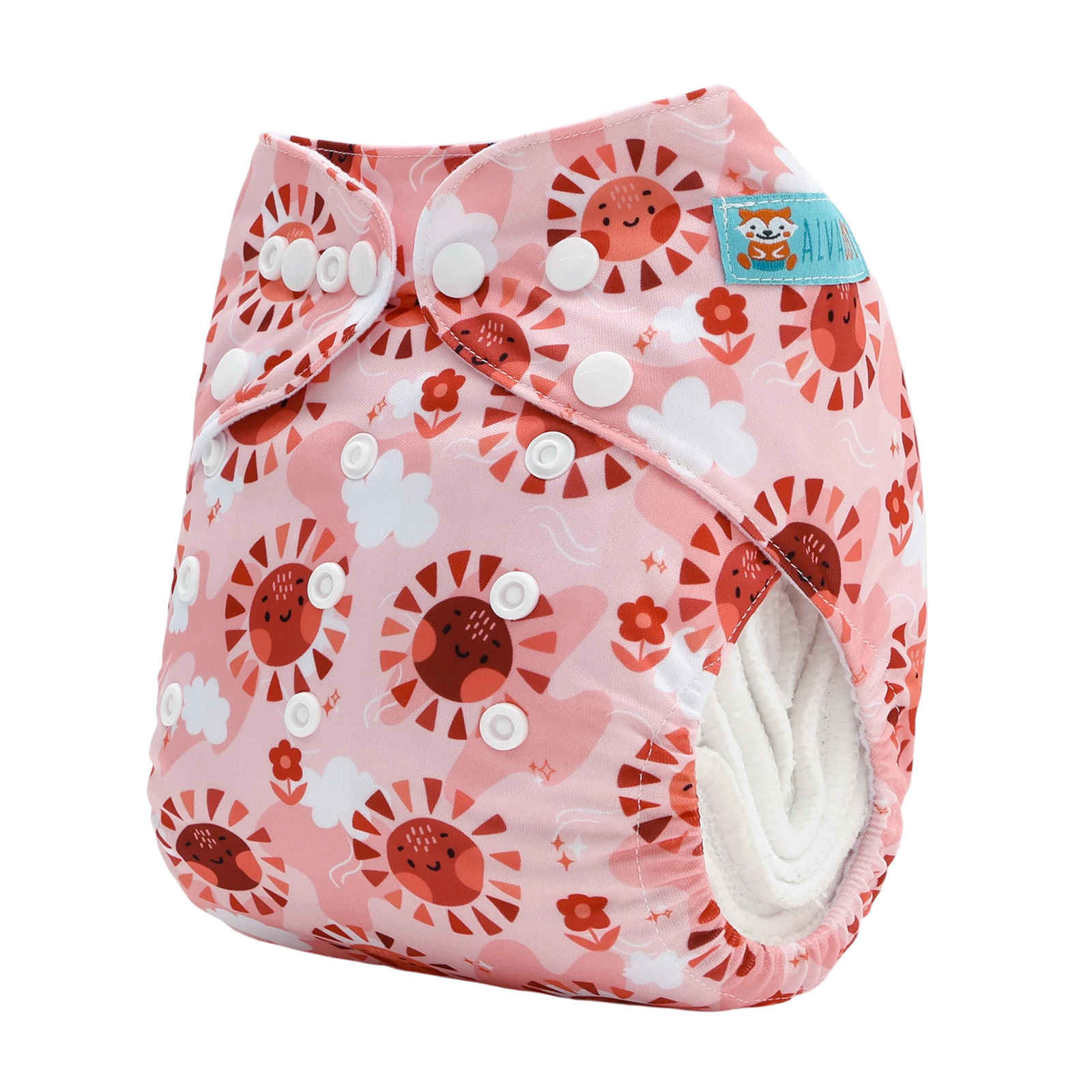 ALVABABY Positioning Cloth Diaper - One Size Adjustable Washable & Reusable Diaper for Babies and Toddlers (Sun, YDP256A)